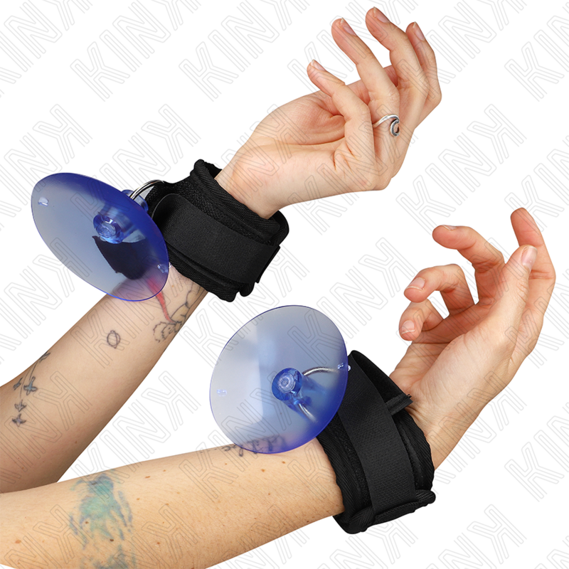 Kink Suction Cup Wrist Restraints - Esposas de Muñeca Ajustables Negro