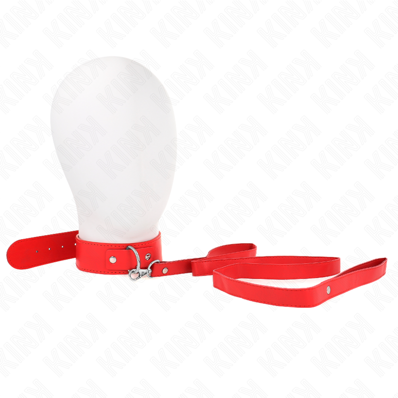 Collar BDSM Kink con Correa Roja Ajustable 116 cm