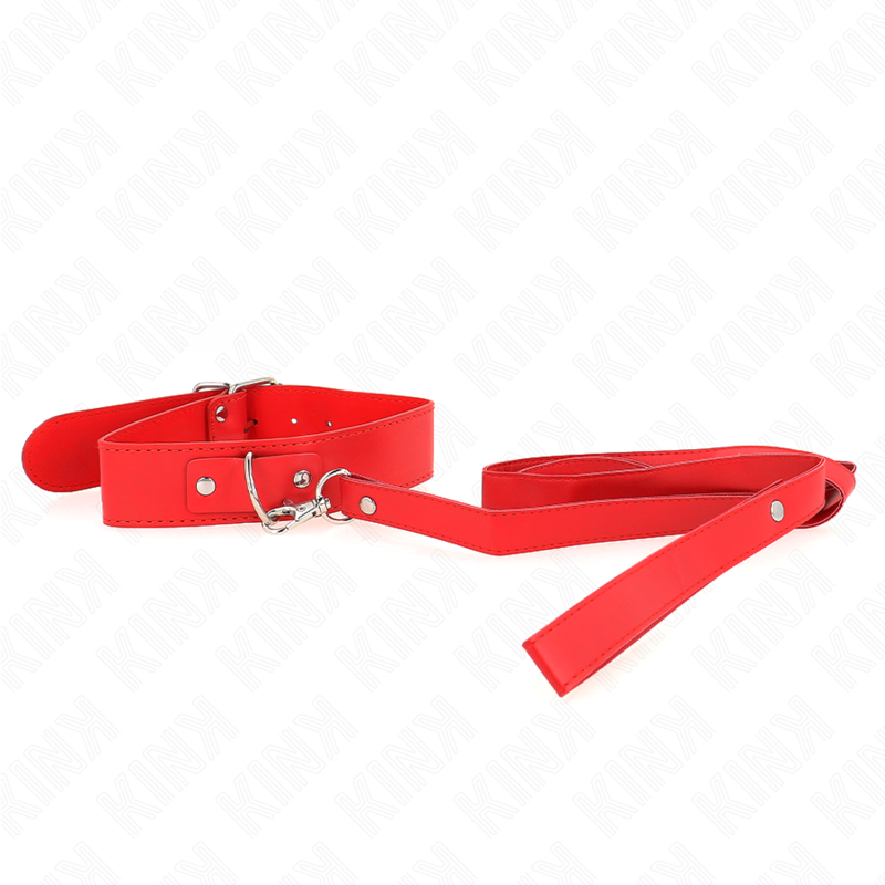 Collar BDSM Kink con Correa Roja Ajustable 116 cm