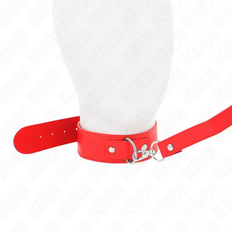 Collar BDSM Kink con Correa Roja Ajustable 116 cm