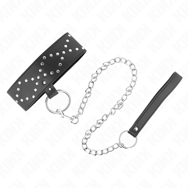 Collar KINK Modelo 3 con Correa de 65 cm - Ajustable 36-43 cm con Tachuelas Plateadas