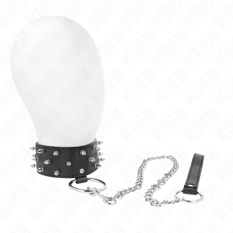 Collar KINK Model 5 con Correa Ajustable - Tachuelas Plateadas 65 cm