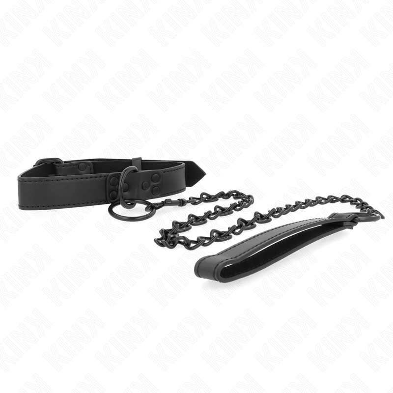 Collar de Cuero Genuino Ajustable Kink con Leash - SM y Bondage