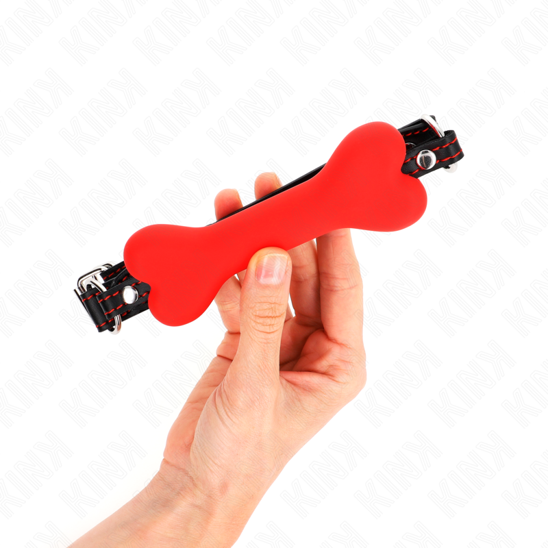Mordaza Hueso Rojo KINK 12 cm - Correa Ajustable 63x2 cm