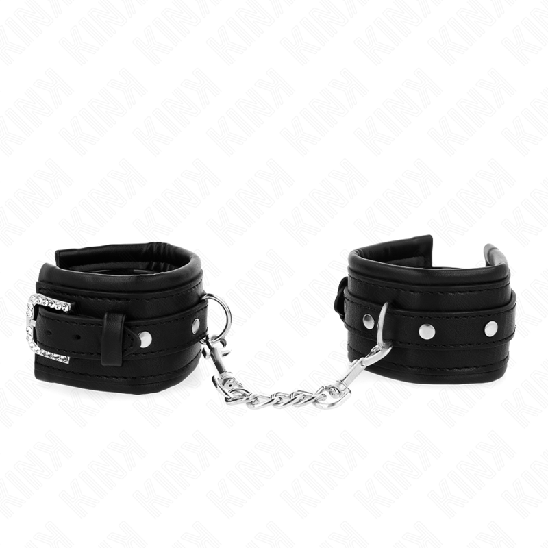 Kink Rhinestone Buckle Wrist Restraints - Esposas de Muñeca Ajustables Negro