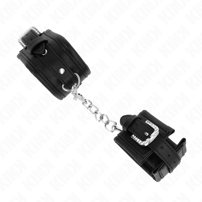 Kink Rhinestone Buckle Wrist Restraints - Esposas de Muñeca Ajustables Negro