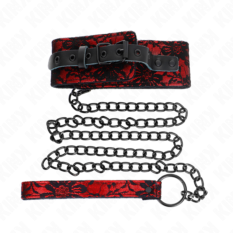 Collar de Encaje KINK con Cinturón de Cuero Real 105 cm