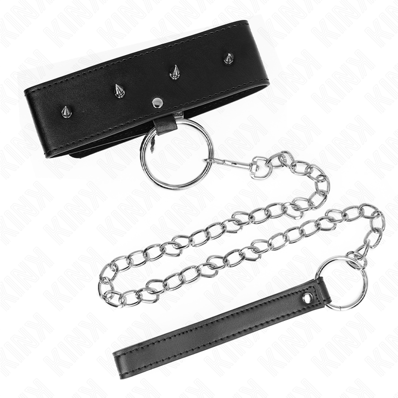 Collar KINK con Correa de 65 cm y Tachuelas Plateadas - Ajustable 36-43 cm