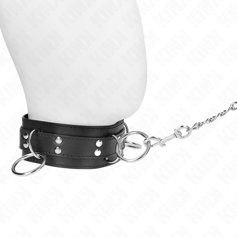 Collar de Esclavitud 3 Anillas Kink con Correa - Bondage BDSM Profesional