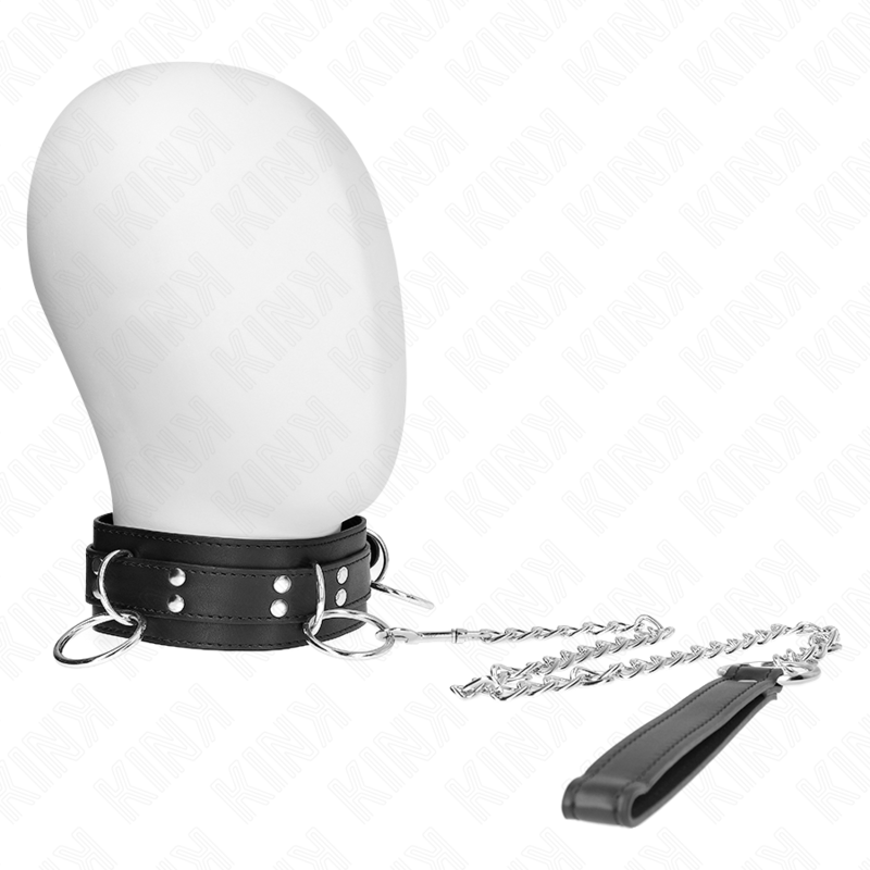 Collar de Esclavitud 3 Anillas Kink con Correa - Bondage BDSM Profesional
