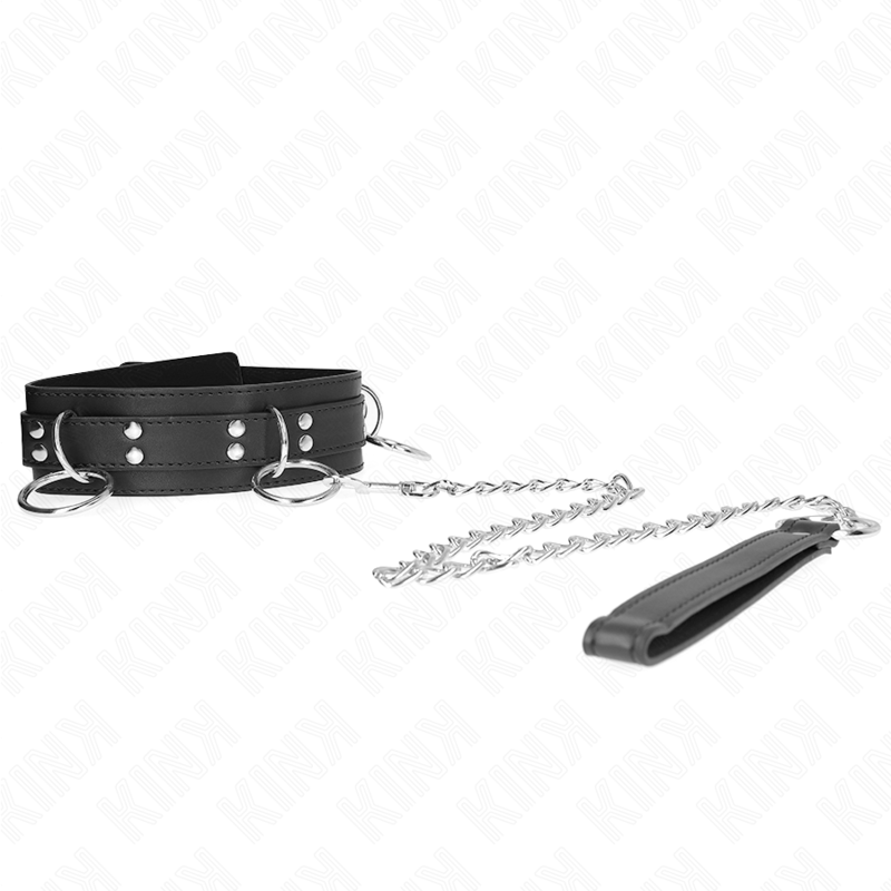 Collar de Esclavitud 3 Anillas Kink con Correa - Bondage BDSM Profesional