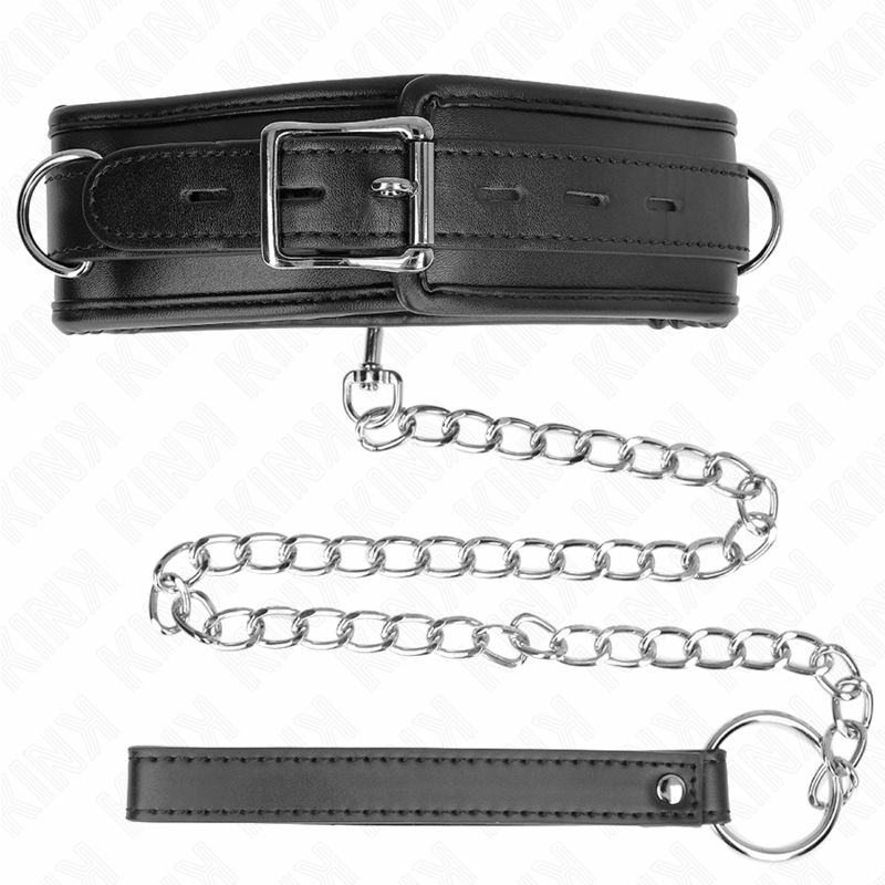 Collar BDSM Ajustable Kink Model 3 - Cuero Sintético con Esponja 37-54 cm