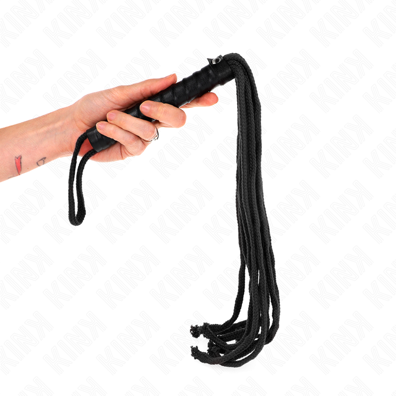 Kink Black Rope Whip 56 cm - Fusta de Cuerda Profesional
