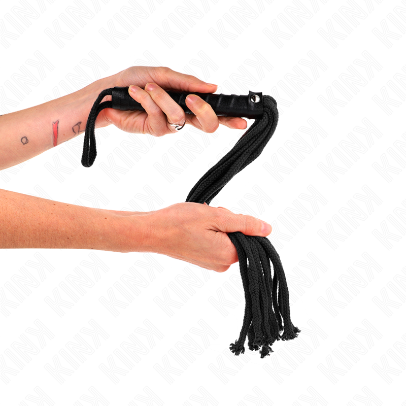 Kink Black Rope Whip 56 cm - Fusta de Cuerda Profesional