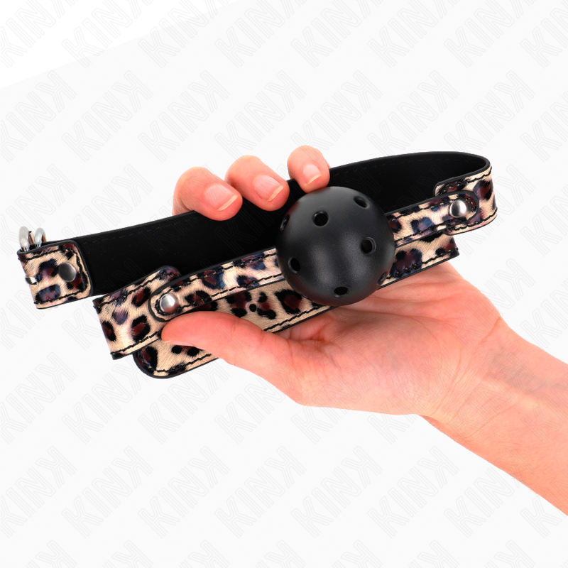 Mordaza de Bola Transpirable Leopardo 4.5 cm - KINK
