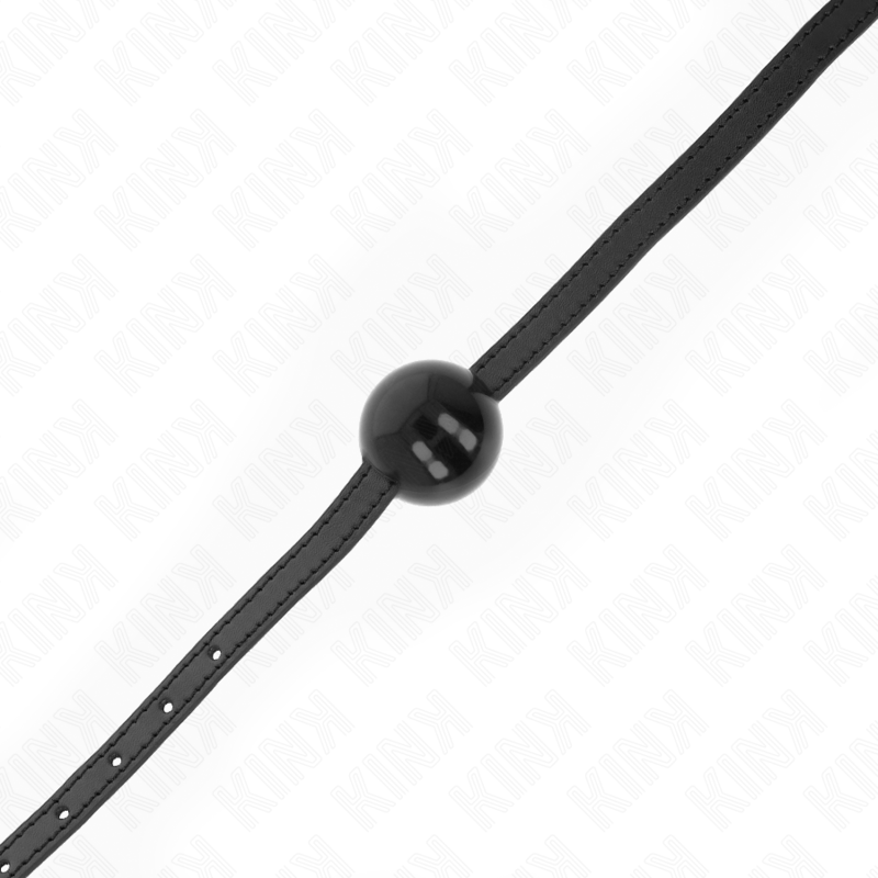 Ball Gag Kink Black con Collar de Cuero - Silicona Médica