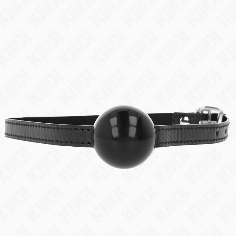 Ball Gag Kink Black con Collar de Cuero - Silicona Médica