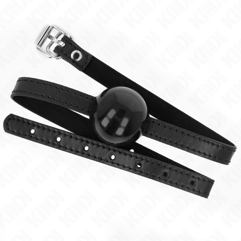 Ball Gag Kink Black con Collar de Cuero - Silicona Médica