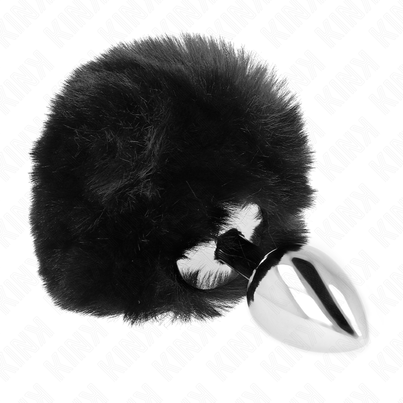 Plug Anal Acero Inoxidable Kink 7x3 cm con Cola de Conejo Negra