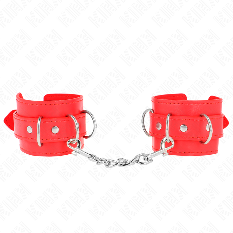 Kink 3 D-Ring Wrist Restraints Adjustable Red - Esposas de Muñeca Ajustables