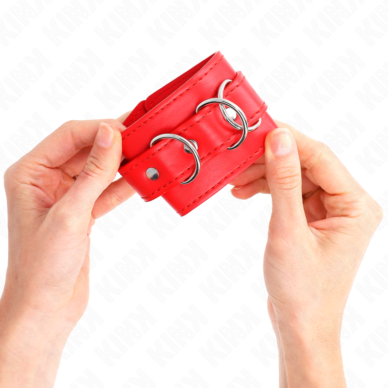 Kink 3 D-Ring Wrist Restraints Adjustable Red - Esposas de Muñeca Ajustables