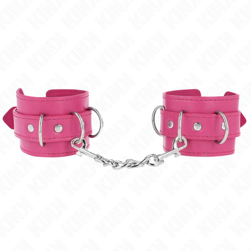 Esposas de Muñeca Ajustables KINK 3 D-Ring Rosa - Bondage BDSM