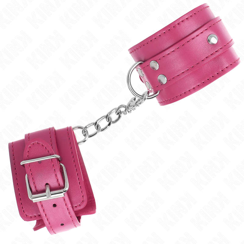 Esposas de Muñeca Ajustables KINK 3 D-Ring Rosa - Bondage BDSM