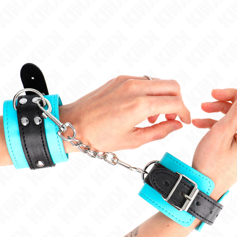 Kink Wrist Restraints - Esposas de Muñeca Azul con Forro de Vellón Ajustables
