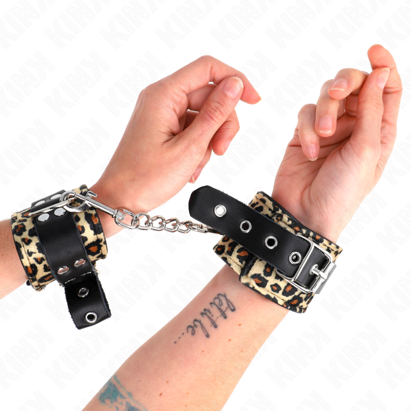 Kink Leopard - Muñequera de Cuero Real Ajustable 18-29 cm