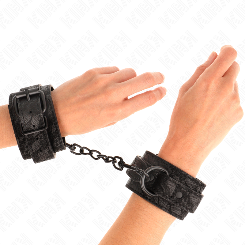 Esposas de Muñeca Elásticas KINK con Encaje Negro Ajustables 19-26 cm