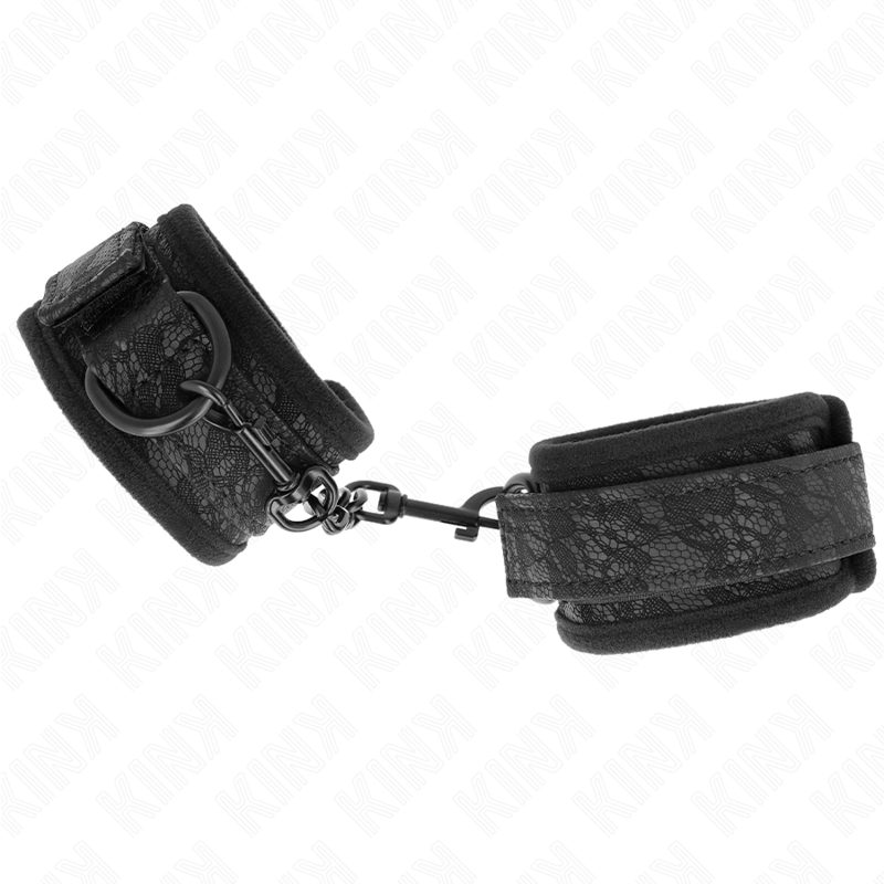 KINK Esposas de Muñeca Elásticas con Encaje Negro - Ajustables 20-29 cm