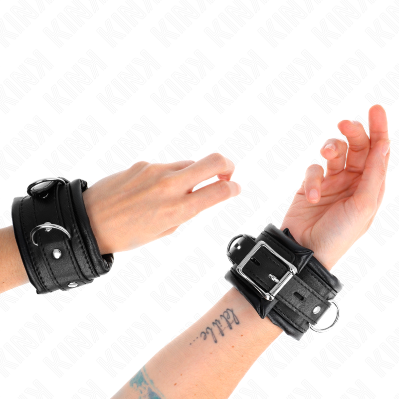 Kink Heavy Wrist Restraints - Puños Ajustables con Forro de Peluche Negro