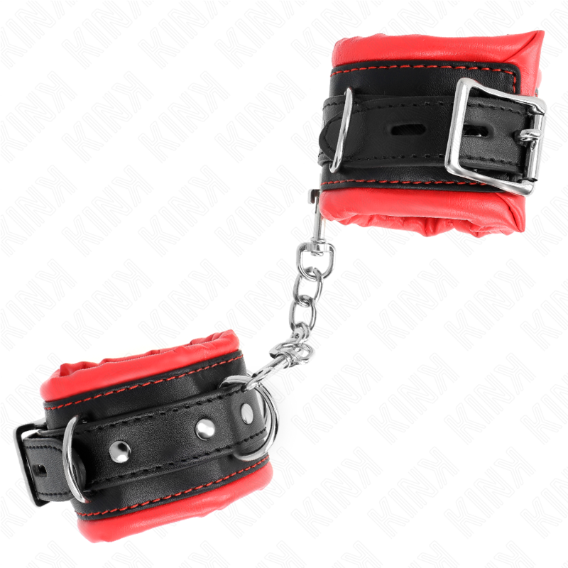 Kink Heavy Wrist Restraints - Puños Ajustables con Forro de Felpa Roja