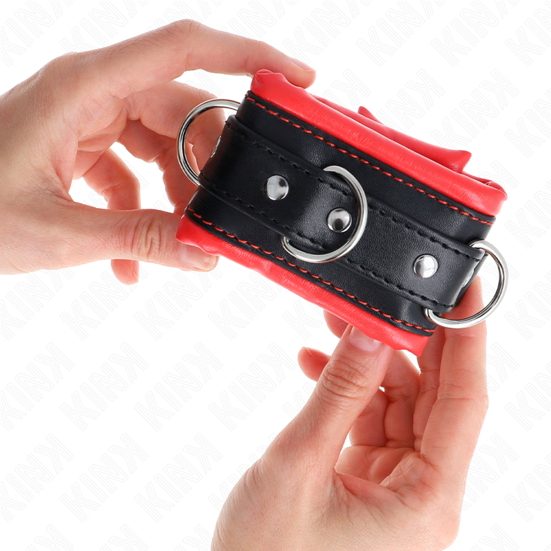Kink Heavy Wrist Restraints - Puños Ajustables con Forro de Felpa Roja