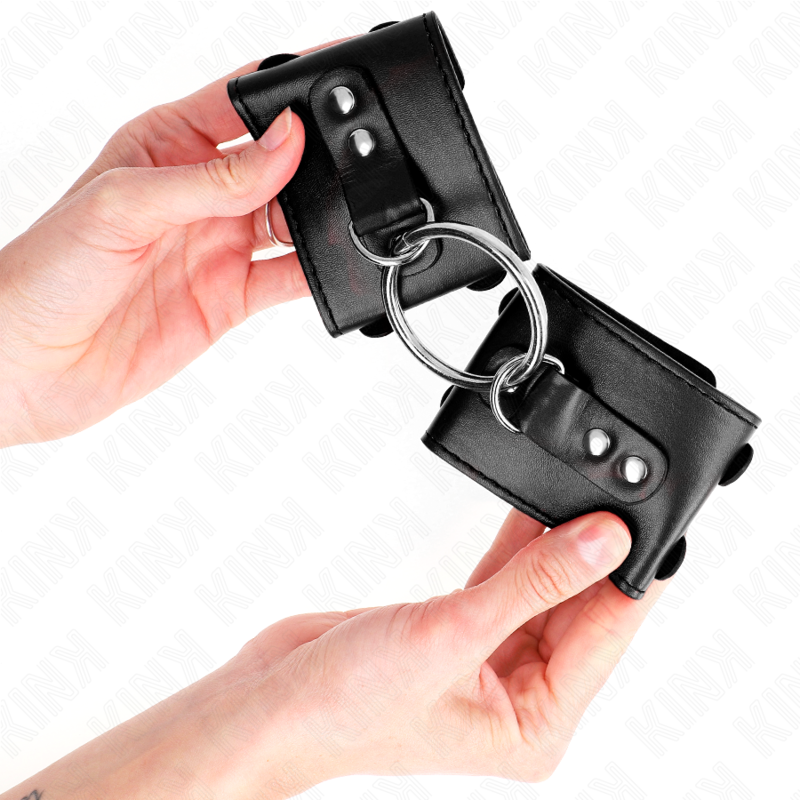 Esposas Ajustables KINK Metal con Anilla y Tachuelas Negro 17-22 cm