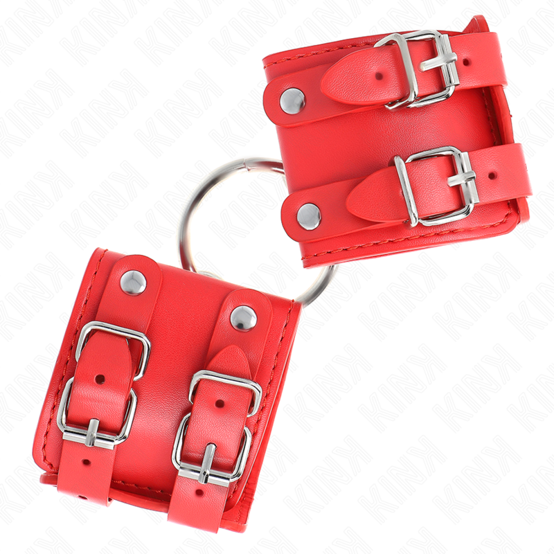 Esposas Ajustables KINK con Anilla y Tachuelas - Rojo 17-22 cm