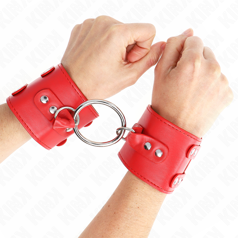 Esposas Ajustables KINK con Anilla y Tachuelas - Rojo 17-22 cm