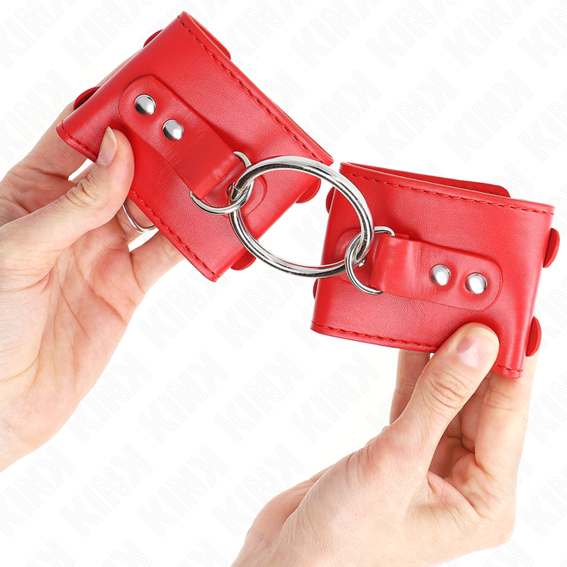 Esposas Ajustables KINK con Anilla y Tachuelas - Rojo 17-22 cm