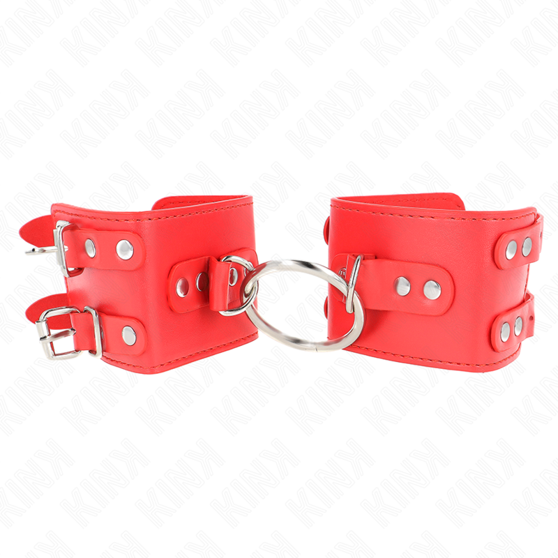 Esposas Ajustables KINK con Anilla y Tachuelas - Rojo 17-22 cm