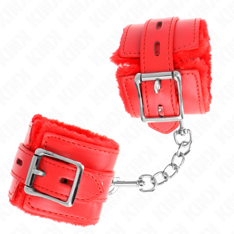 Kink Fur Lined Wrist Restraints - Esposas de Muñeca Ajustables Rojo