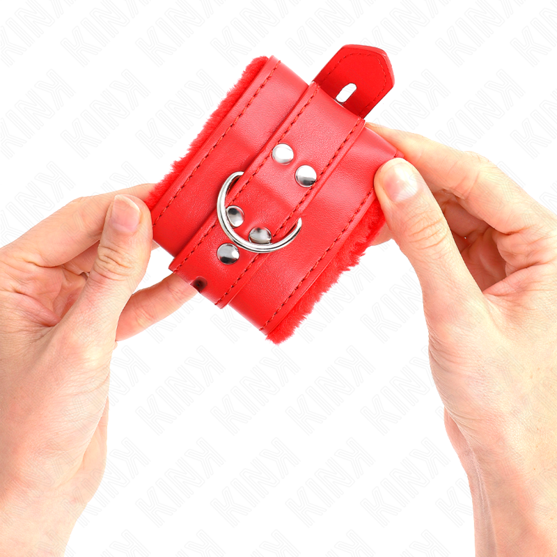 Kink Fur Lined Wrist Restraints - Esposas de Muñeca Ajustables Rojo
