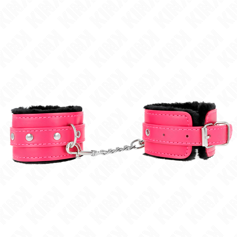 Esposas de Muñeca Premium Kink con Forro de Piel Sintética Negro y Rosa