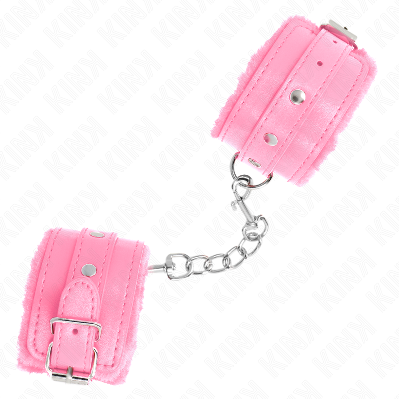Esposas de Muñeca Premium Kink con Forro de Piel Rosa y Cinturón Ajustable