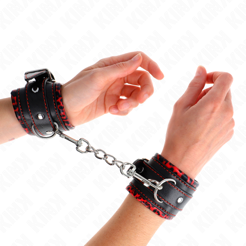 Esposas de Muñeca Kink con Forro de Piel - Ajustables 17-29 cm Negro y Frambuesa