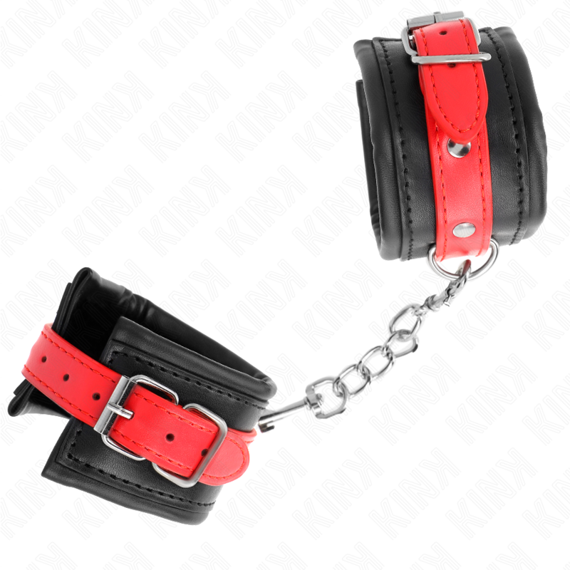 Esposas de Muñeca KINK Ajustables Negro con Rojo - Cierre Seguro 17-28 cm