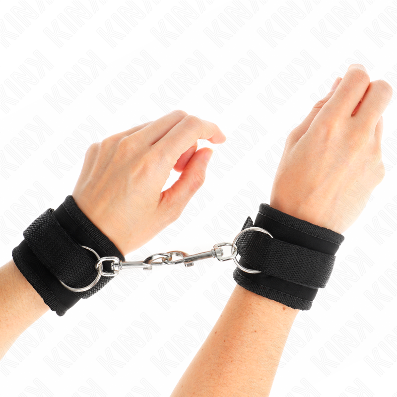 Kink Nylon Bind Hook & Loop Wrist Restraints Black - Ajustables 18-35 cm