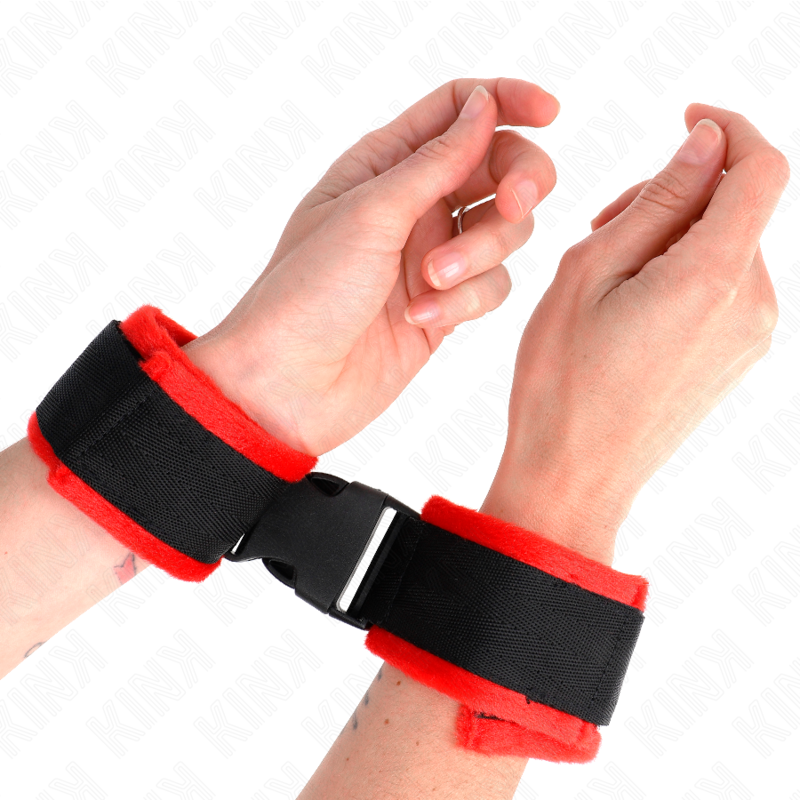 Kink Nylon Bind Hook & Loop Wrist Restraints Black - Ajustables 25-35 cm