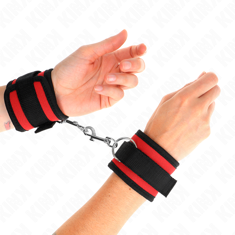 Kink Nylon Bind Wrist Restraints Red-Black - Puños Ajustables 18-35 cm