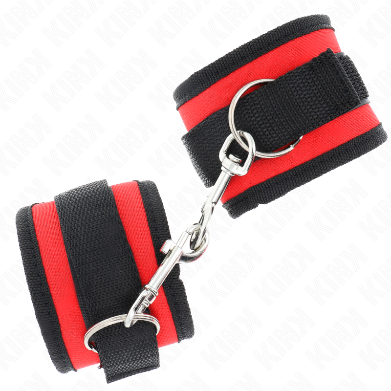 Kink Nylon Bind Wrist Restraints Red-Black - Puños Ajustables 18-35 cm