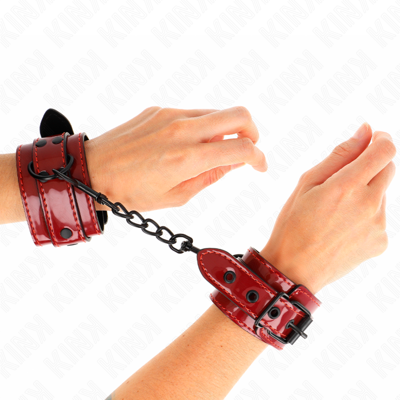 Kink Dark Red Wrist Cuffs - Esposas de Cuero para Muñecas 23x5 cm